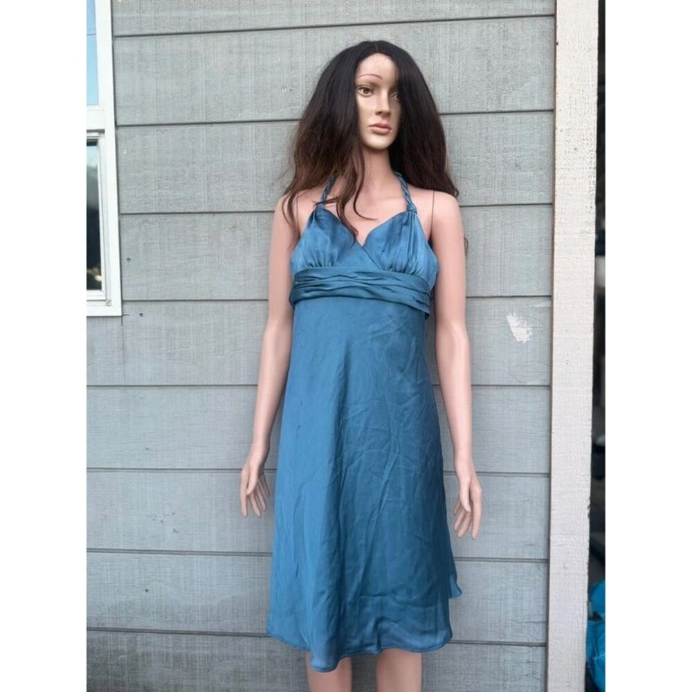 Women’s Davids bridal blue satin halter y2k dress size 2